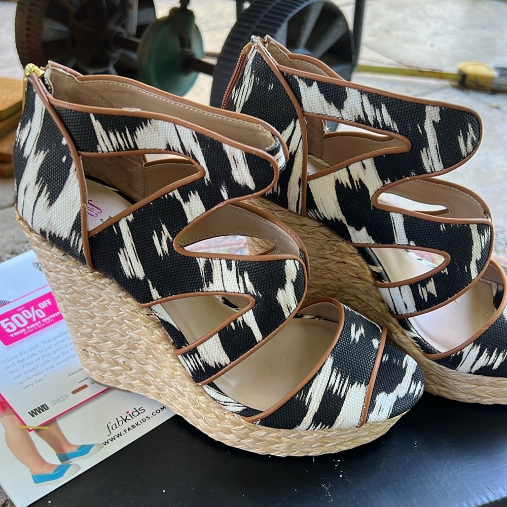 Just fab beautiful high platform, shoes, canvas, black, and brown